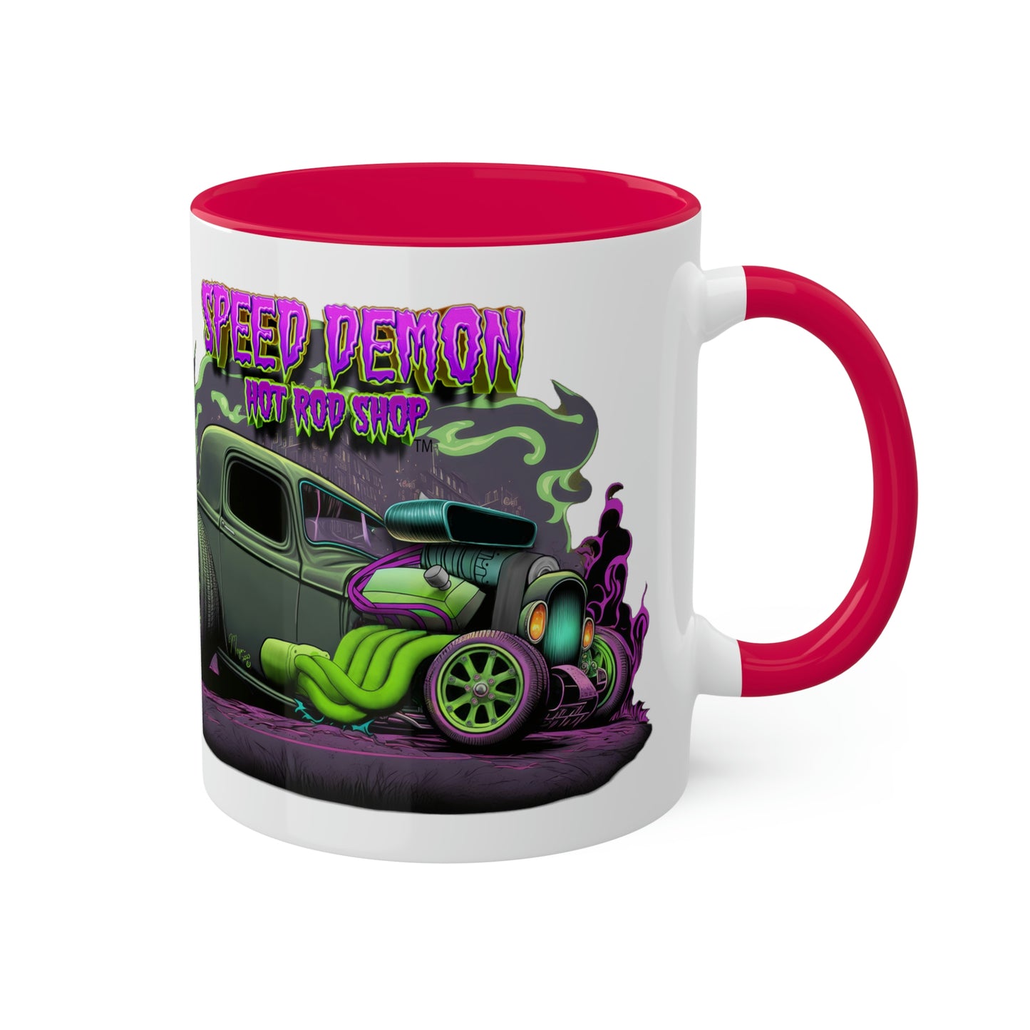 32 Ford Pink & Green Rat Rod - Speed Demon Hot Rod Shop Accent Coffee Mug 11oz