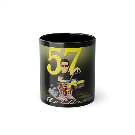 Personalized 57 Chevy Caricature Hotrod Ceramic Coffee Mug