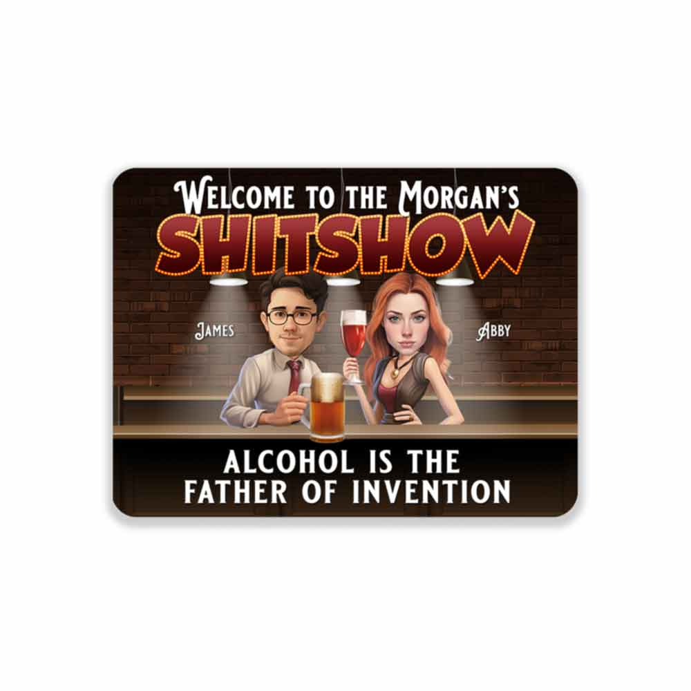 Bar Sign Personalized from Photo Design Custom Caricature Metal Sign