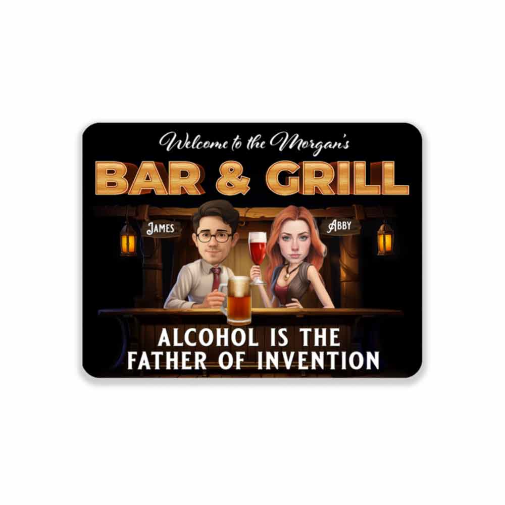 Bar Sign Personalized from Photo Western Saloon Design Custom Caricature Metal Sign