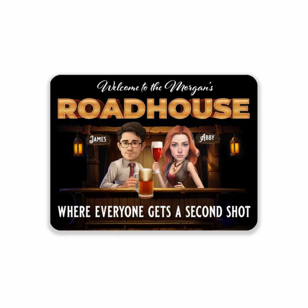 Bar Sign Personalized from Photo Western Saloon Design Custom Caricature Metal Sign