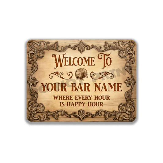 Customized Vintage Etched Wood Sign - Vintage Pub Sign Classic Wall Art Metal Sign 12" x 9”