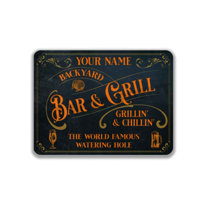 Personalized Bar Sign Vintage Old Blue Metal Sign The World Famous Watering Hole