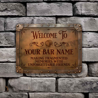 Personalized Rusty Bar Sign - Vintage Pub Sign Classic Wall Art Metal Sign 12" x 9”