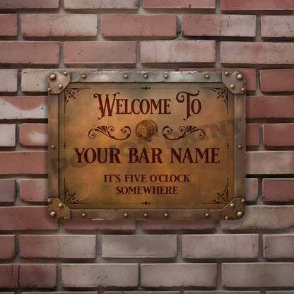 Personalized Rusty Bar Sign - Vintage Pub Sign Classic Wall Art Metal Sign 12" x 9”