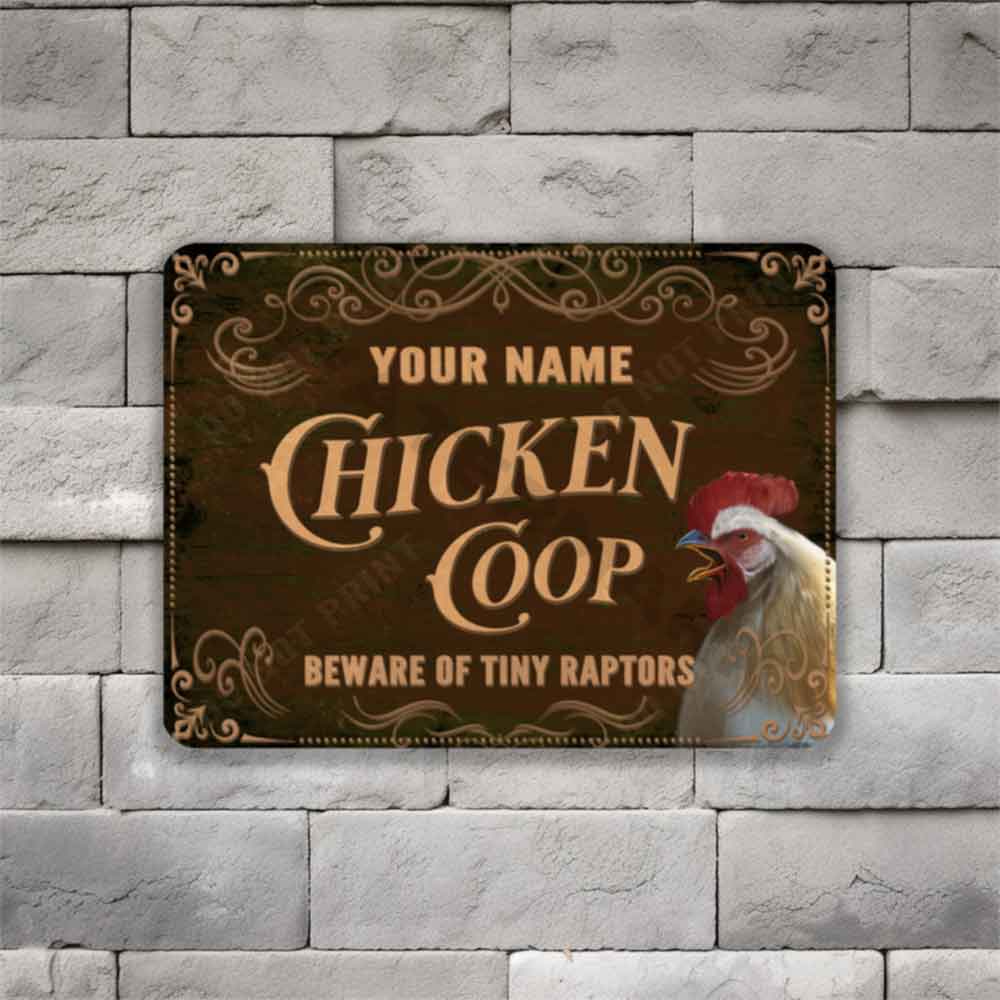 Rustic Brown Chicken Coop Sign  Beware of Tiny Raptors