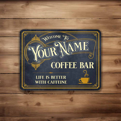 Custom Vintage Coffee Bar Sign - Coffee Shop Sign Café Classic Wall Art Metal Sign 12" x 9”