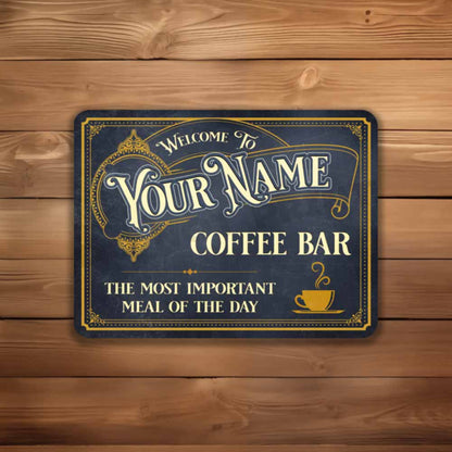 Custom Vintage Coffee Bar Sign - Coffee Shop Sign Café Classic Wall Art Metal Sign 12" x 9”