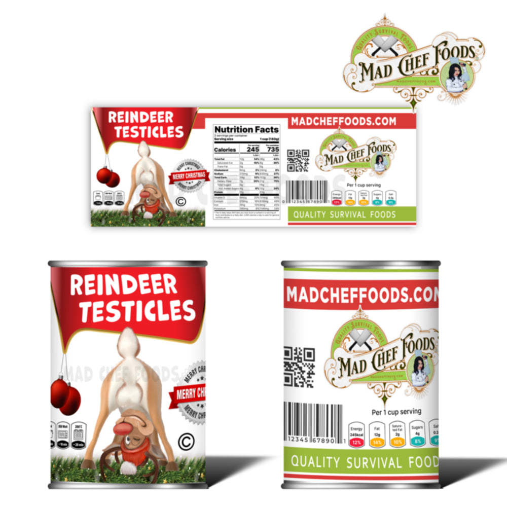 Reindeer Testicles Soup Can Label