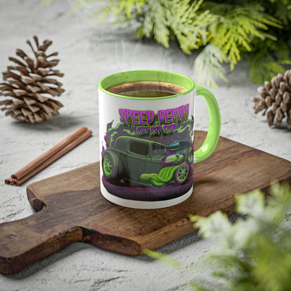 32 Ford Pink & Green Rat Rod - Speed Demon Hot Rod Shop Accent Coffee Mug 11oz